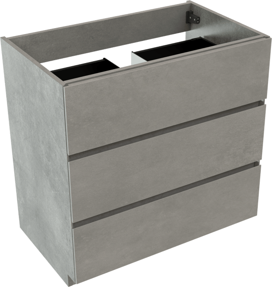Storke Edge stehender Waschbeckenunterschrank: 85 x 52 cm, Beton dunkelgrau, 3 Schubladen