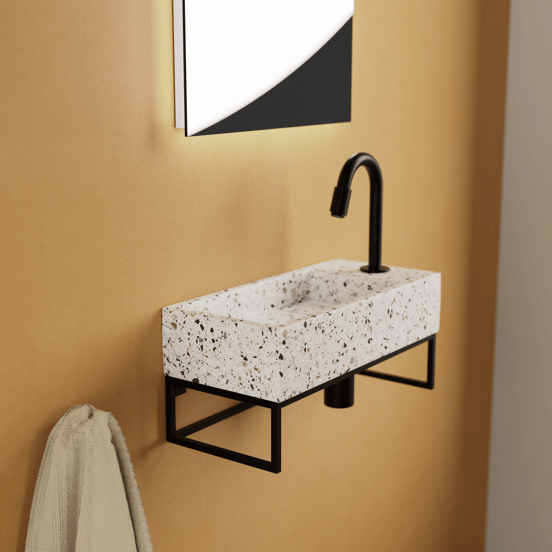 Balmani Mood Handwaschbecken: 36 x 18 cm, Bianco Nero Terrazzo