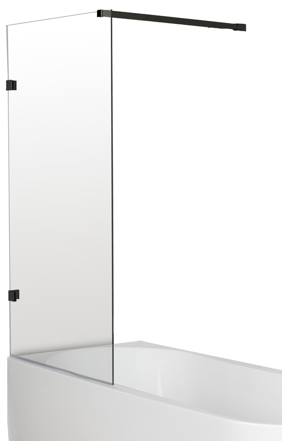 Luca Varess Solid Badewannenaufsatz: 80 cm, Klarglas, Schwarzes Profil