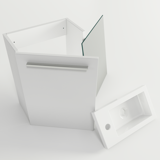 SanyOne Roxy meuble wc suspendu 40 x 22 cm blanc avec Roxy plan vasque en marbre composite brillant