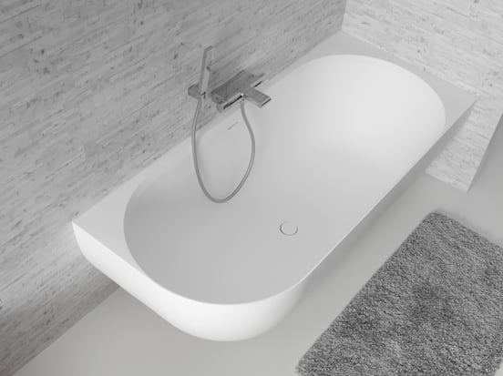 Balmani Forte baignoire d'angle droite duo 175 x 78 cm Solid Surface blanc mat