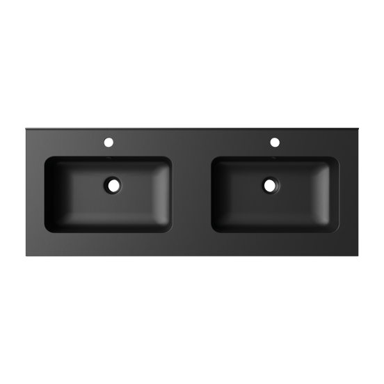 Linie Vano dubbele wastafel Mat Zwarte composietmarmer 120 x 46 cm