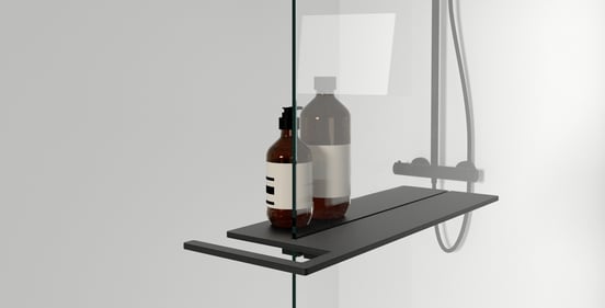 Blaufoss Finn zeeprekje voor douche mat zwart 44x15cm