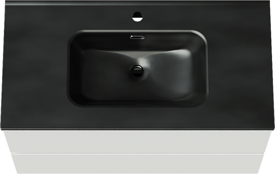 Linie Lado zwevend badmeubel 90 x 46 cm mat wit met Baro enkele wastafel in porselein mat zwart