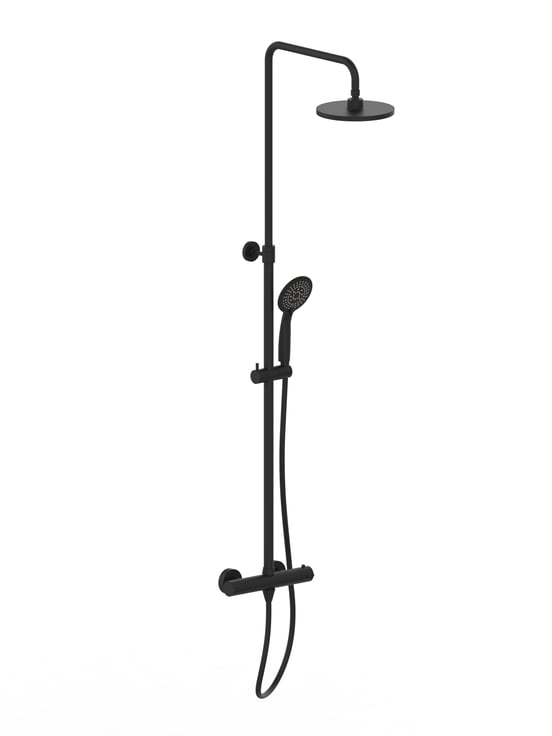 Linie Junos 200 Duschsystem mit Thermostat-Armatur Schwarz Matt