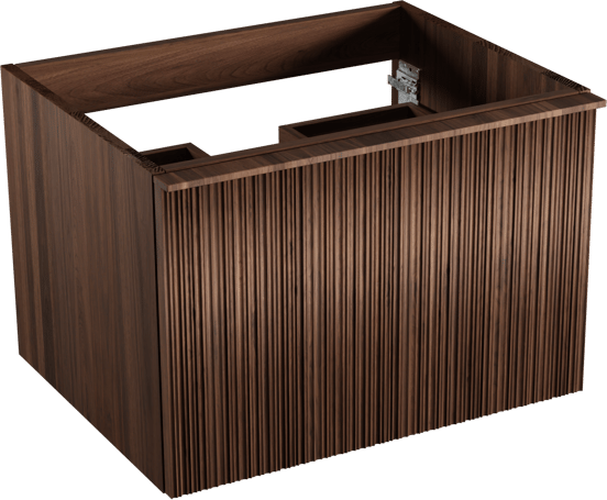 Balmani Forma meuble sous-vasque suspendu nervure asymétrique 67,5 x 55 cm noyer Américain 2 tiroirs