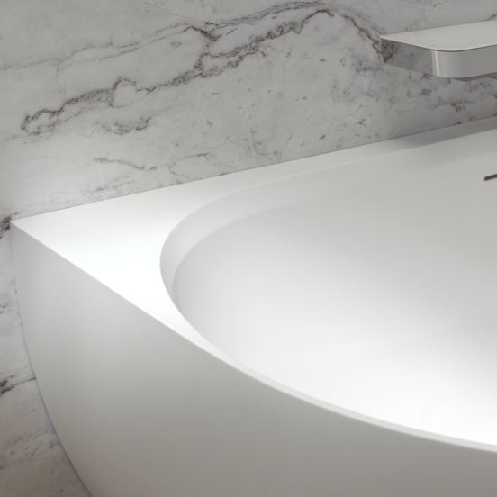 Balmani Forte baignoire semi-îlot 170 x 78 cm Solid Surface blanc mat