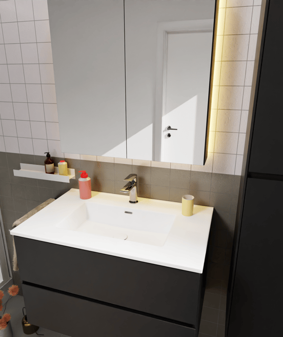 Storke Kera plan simple céramique Blanc Mat 95 x 52 cm, crépine incluse