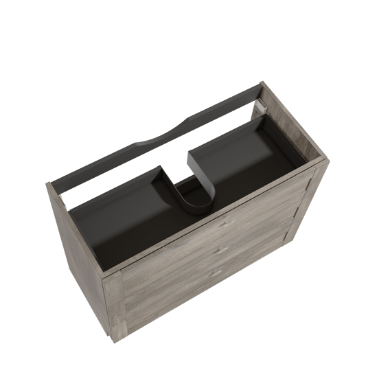 Linie Classo staande wastafelonderkast 100 x 46 cm grijs eiken 3 lades