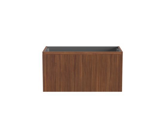 Storke Ribs meuble sous-vasque suspendu 95 x 52 cm noyer 2 tiroirs