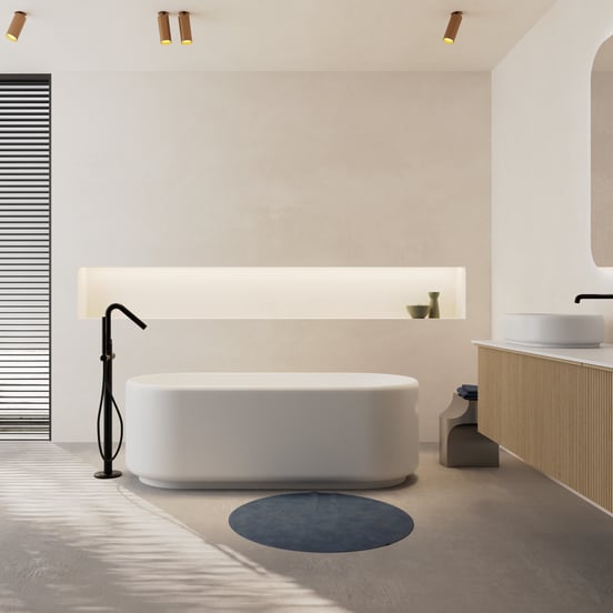 Balmani Scala Soft baignoire ilôt ovale 170 x 70 cm Solid Surface blanc mat