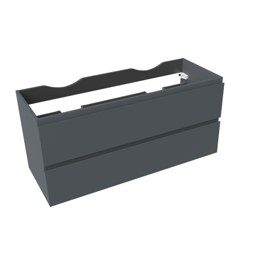 Linie Lado hängender Waschbeckenunterschrank: 120 x 46 cm, Blau Anthrazit, 2 Schubladen