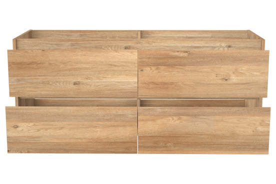 Storke Seda meuble sous-lavabo suspendu 150 x 52 cm chêne brut 4 tiroirs