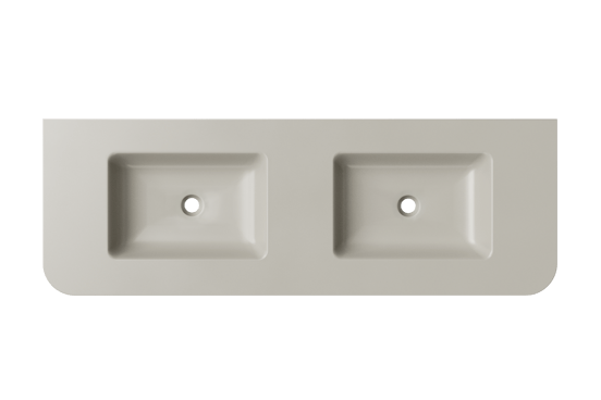 Balmani Moon dubbele wastafel mat zijdegrijze top solid 160 x 55 cm