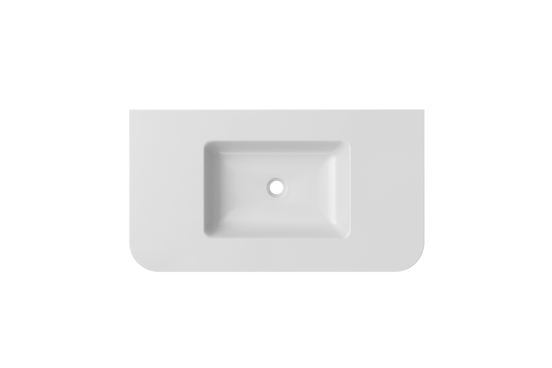 Balmani Moon enkele wastafel mat witte Solid Surface 100 x 55 cm