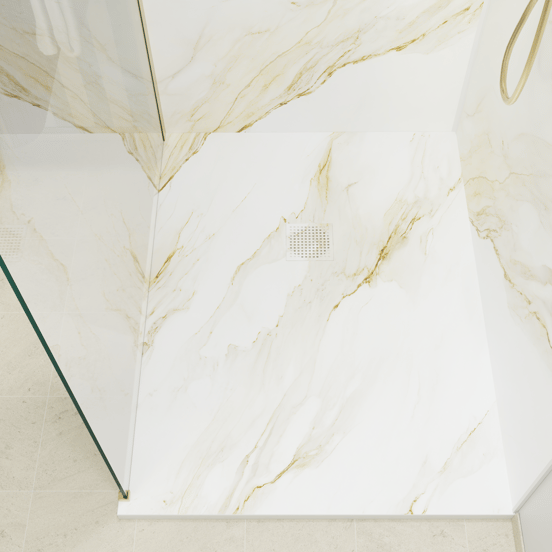 Luca Varess Suite receveur de douche 120 x 90 cm marbre composite Marble Gold 