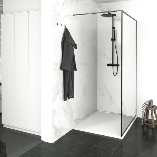 Balmani Framed inloopdouche 120 x 210 cm helder glas met coating, mat zwart profiel