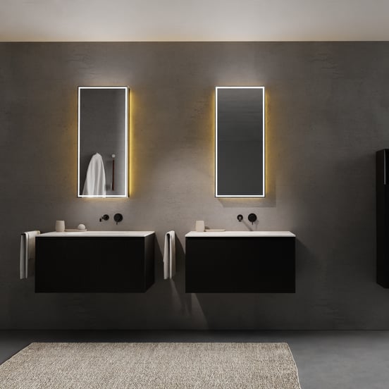 Balmani Mara armoire de toilette lumineux et anti-buée 45 x 100 cm Noir Mat