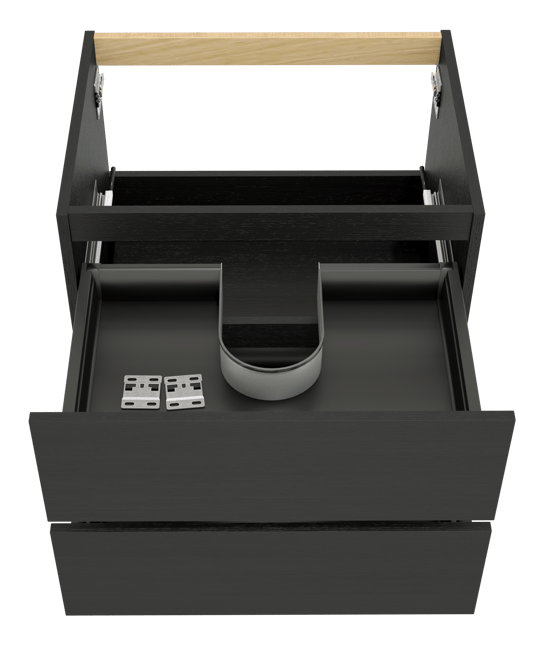 Balmani Lucida zwevende wastafelonderkast 67,5 x 55 cm zwarte eik 2 lades