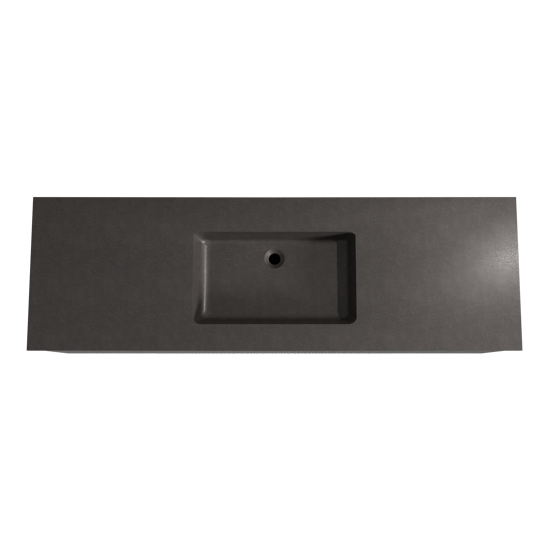 Storke Ribs zwevend badmeubel 165 x 52 cm zwart eiken met Scuro enkele wastafel in kwarts mat zwart, Verticale asymmetrische rechte ribbel