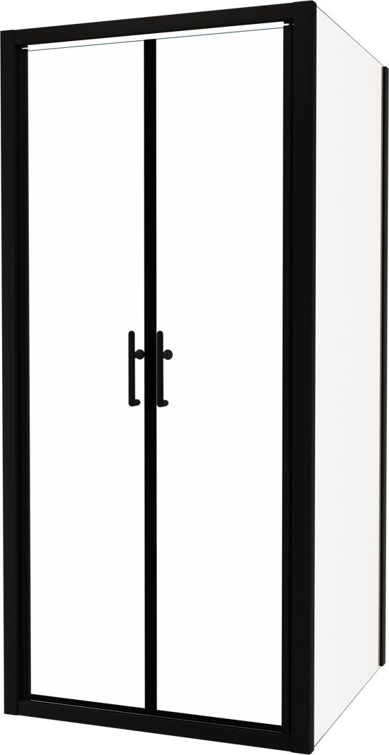 Linie Cadiz douchecabine met pendeldeur en vaste zijwand, 90 x 90 cm, helder glas, zwarte profielen