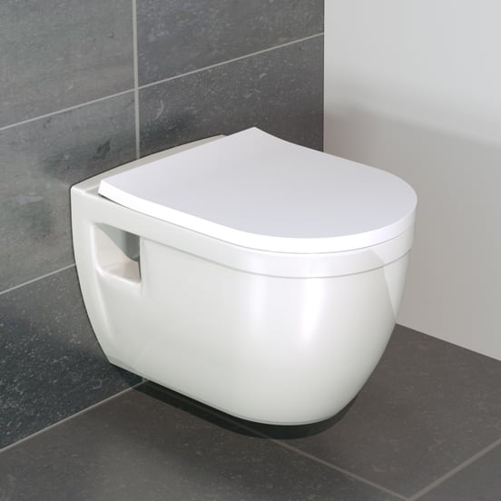 Linie Tempo hangend toilet en luxe wc-bril hoogglans wit randloos met Geberit Duofix inbouwreservoir