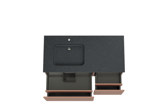 Balmani Sfera zwevend badkamermeubel 120 x 55 cm cotto met Napoli asymmetrisch linkse wastafel in graniet zwart