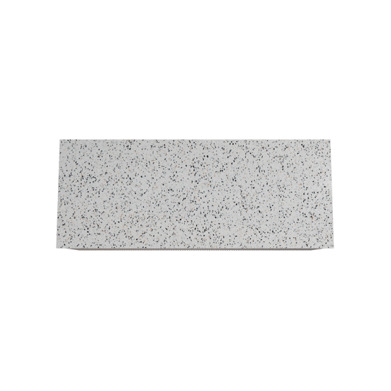 Storke Ribs zwevend badmeubel 130 x 52 cm notenhout met Tavola enkel of dubbel wastafelblad in mat wit/zwart terrazzo, Verticale symmetrische rechte ribbel