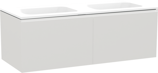 Balmani Idra zwevend badkamermeubel 135 x 55 cm mat wit met Tablo Strada dubbele wastafel in composietmarmer mat wit