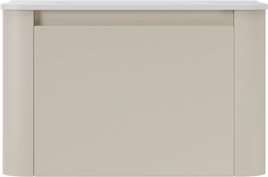 Storke Soft hängendes Möbelstück Set: 80 x 46 cm, Sand Matt, mit Kera Soft Einzelwaschtisch Keramik Weiβ matt