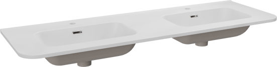 Storke Kera Soft dubbele wastafel mat witte porselein 140 x 46 cm