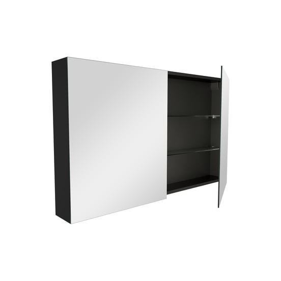 Balmani Mitra Spiegelschrank Bad: 120 x 72 cm, Schwarz Matt