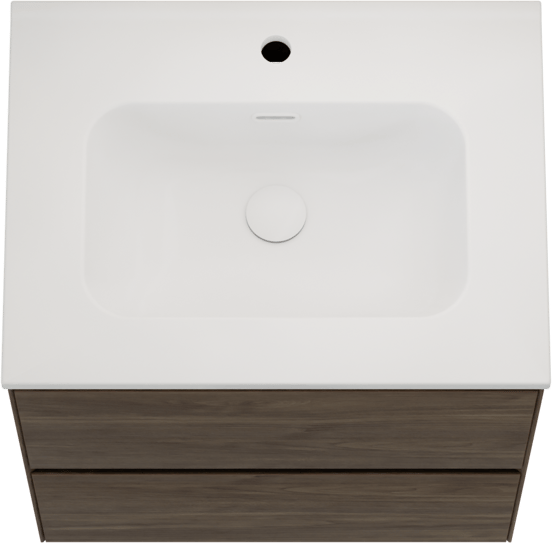 Balmani Mitra Compact zwevend badmeubel 60 x 46 cm Amerikaans notenhout met Nostra enkele wastafel in porselein mat wit