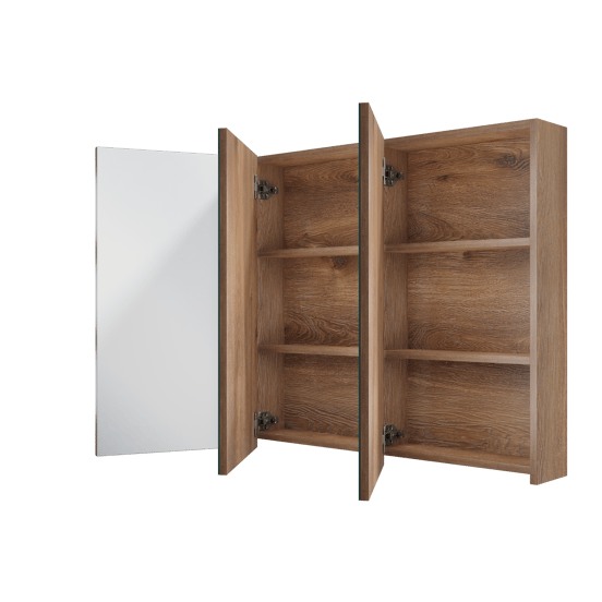 Linie Montro Spiegelschrank Bad: 120 x 75 cm, braune Eiche