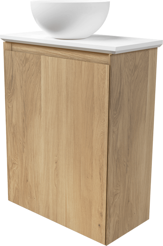 Balmani Mitra zwevend toiletmeubel 42 x 21 cm natuur eik met Facetta tablet en Jazz waskom in matte Solid Surface