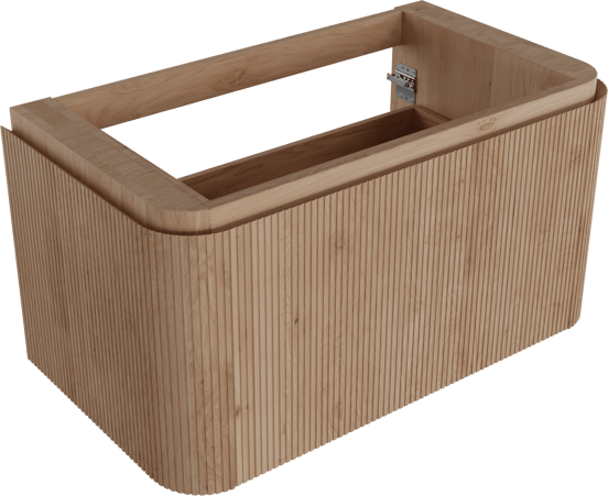 Balmani Moon hängender Waschbeckenunterschrank: 100 x 55 cm, Eiche natur, 2 Schubladen, Vert. Sym. Rippe