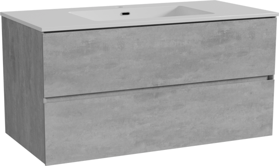 Storke Edge zwevend badmeubel 105 x 52 cm beton donkergrijs met Diva enkele wastafel in composietmarmer hoogglans wit