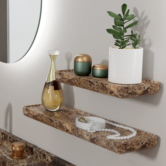 Balmani Tray étagère murale Marbre Dark Emperador 40 x 12 cm