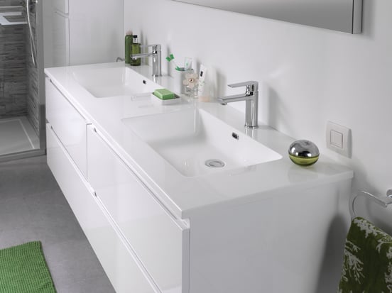 Storke Diva dubbele wastafel glanzend composiet marmer 170 x 52 cm