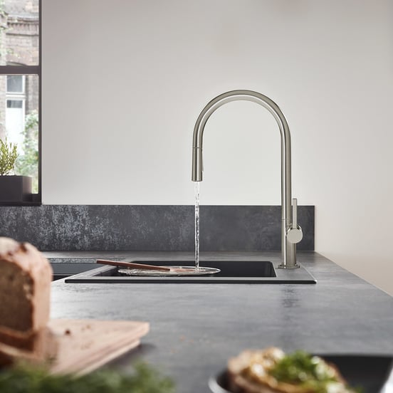 Hansgrohe Talis M54 210 2jet keukenkraan met uittrekbare sproeikop rvs look