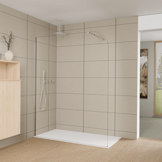 Balmani Modular Walk-In Dusche: 160 x 200 cm, Klarglas abgerundet, Profil Chrom glänzend