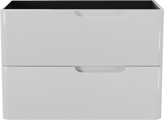 Linie Curvo zwevende wastafelonderkast 80 x 46 cm Hoogglans Wit 2 lades