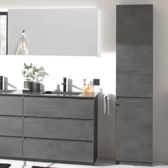 Balmani Lucida colonne salle de bains a poser à gauche béton gris foncé 45 x 35 x 195 cm