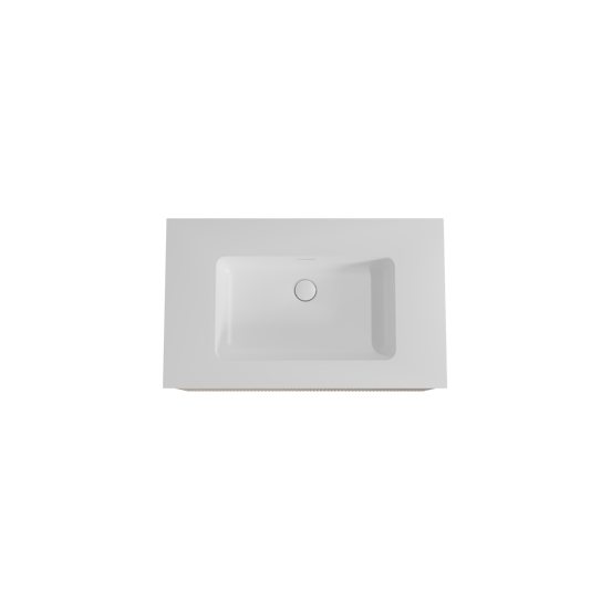 Storke Ribs zwevend badmeubel 85 x 52 cm ruw eiken met Mata enkele wastafel in solid surface mat wit, Verticale symmetrische rechte ribbel