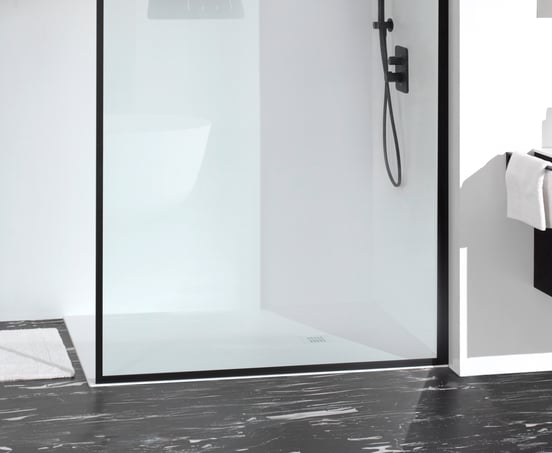 Balmani Vega receveur de douche 140 x 90 cm marbre composite blanc mat structure en ardoise