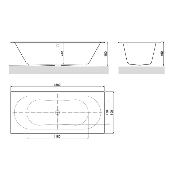 Luca Varess Snello tweepersoons inbouwbad 180 x 80 cm acryl hoogglans wit