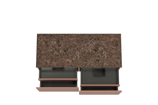 Balmani Sfera hängendes Möbelstück Set: 135 x 55 cm, Cotto, mit Stretto Einzel- oder Doppel Waschtischplatte, Marmor Dark Emperador