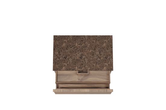 Balmani Forma meuble salle de bains suspendu 90 x 55 cm noyer américain avec Stretto tablette simple en marbre dark emperador, Nervure droite symétrique horizontale