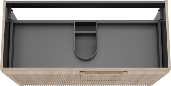 Linie Curvo hängender möbelstück Waschtischunterschränke 100 x 46 cm Eiche Hell 2 Schubladen, Vert. Sym. Rippe