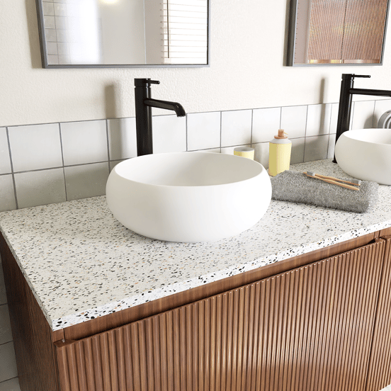 Luca Varess Vita vasque à poser porcelaine blanc mat rond Ø 36 cm